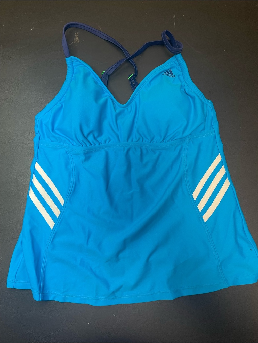 Adidas Blue Swim Tankini Top - Women's Size 8 - Adjustable Straps